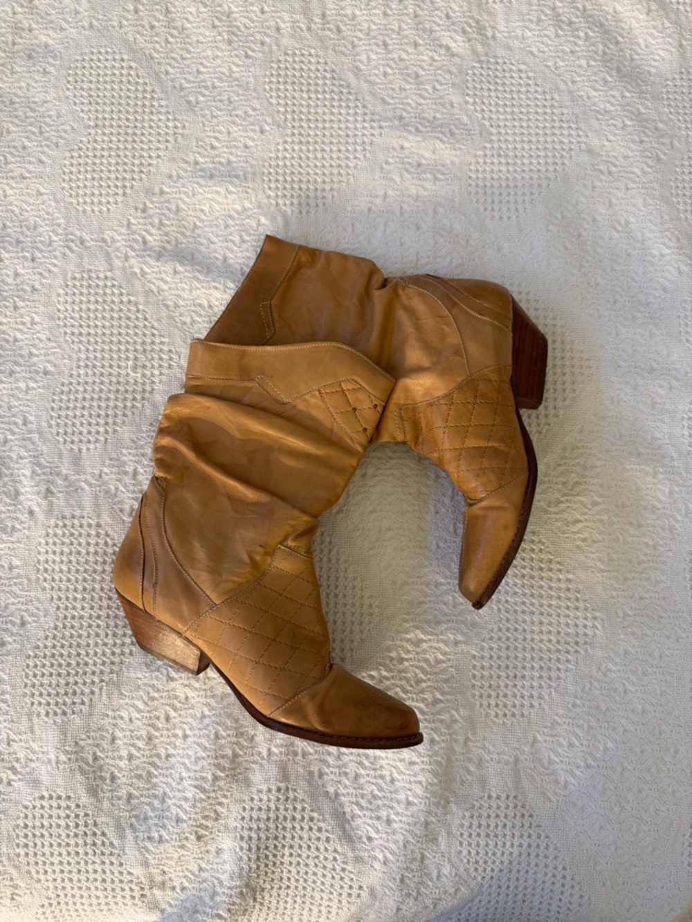 Wild Pair Women's Tan Quilted Leather Ankle Boots